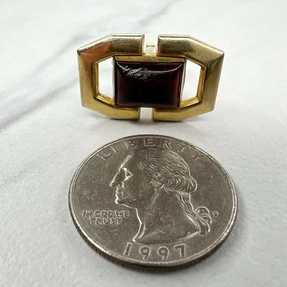 Anson Vintage Gold Tone and Red Single Cufflink